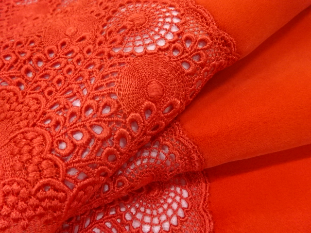  ビロードレース花模様ショール